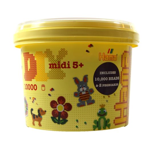 Hama 10,000 Beads in Tub & 2 Coloured Pegboards